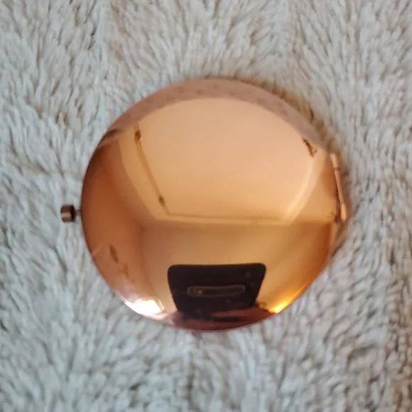 Round Compact Mirror Gold Tone - Picture 3 of 4